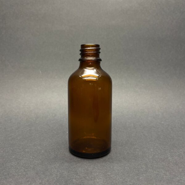 Boş 50 ml amber cam şişe; yağlar, kozmetik ve sıvılar için. UV korumalı