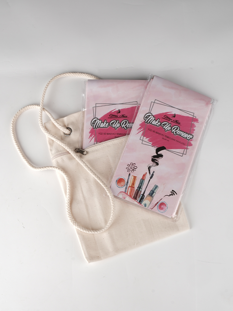 iconix home makyaj temizleme mendili 2’li yıkanabilir ped seti çanta hediyeli