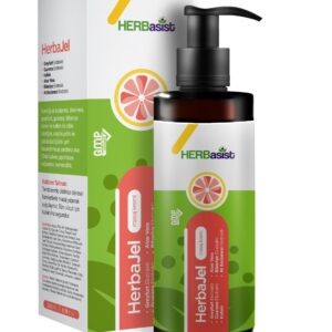 Herbasist HerbaJel selülit karşıtı greyfurt-guarana-at kestanesi kafeinli bitkisel masaj jeli şişesi